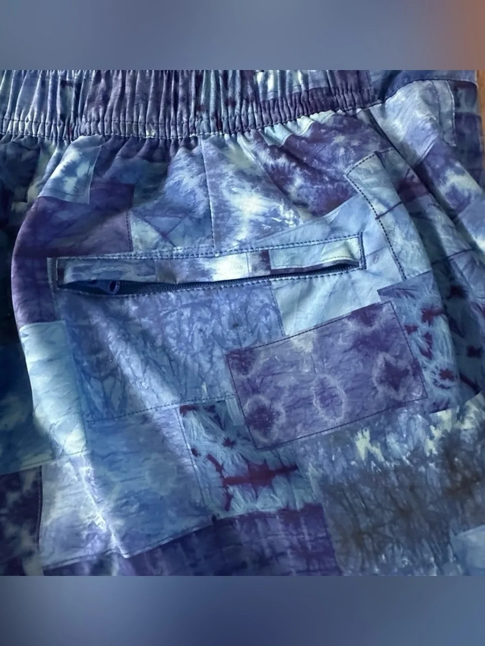 Peter Millar Crown Crafted Shibori Patchwork Swim Trunk Blue XL NWT Retail $110